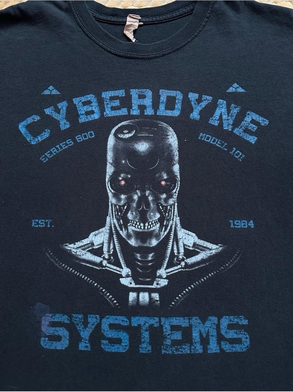 Vintage Terminator Cyberdyne Systems Graphic Tee - Black with Blue Print L
